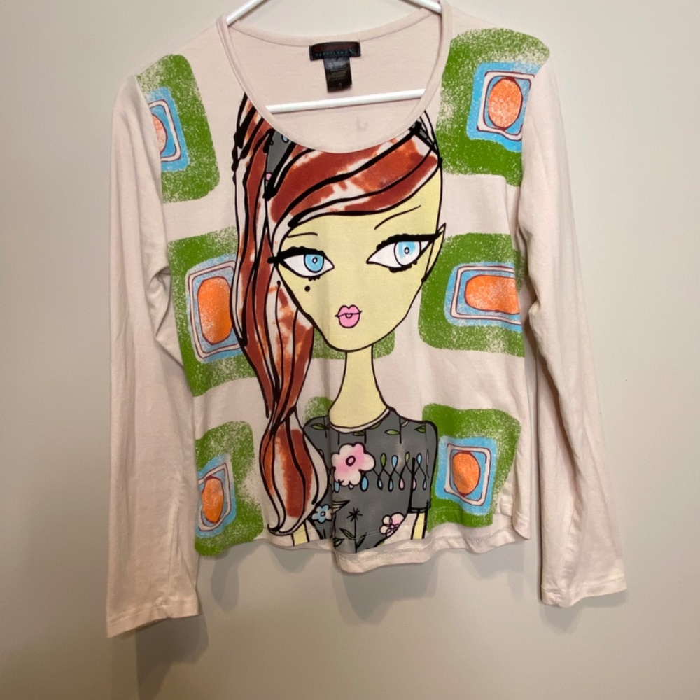 Custo Barcelona Gal Face Long Sleeve Top, Custo Size 4